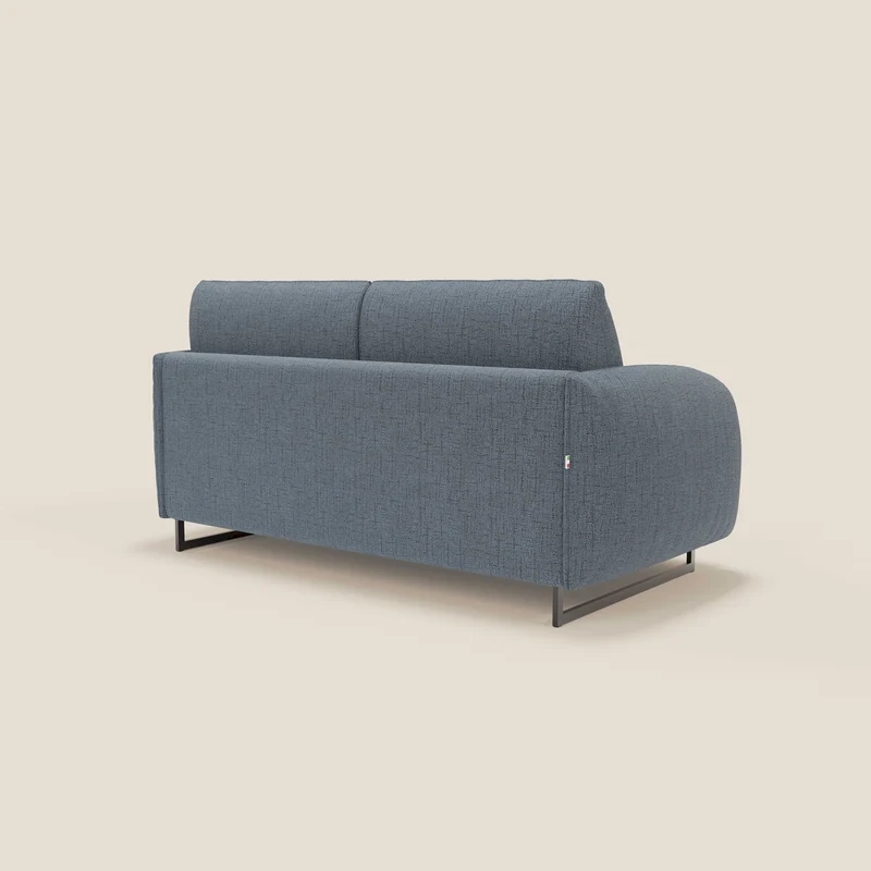 Ninfea Canapé convertible de design avec pieds hauts en métal et matelas H18 cm en tissu imperméable T03 bleu