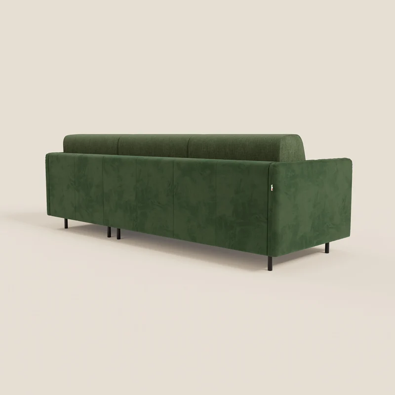 Narciso canapé d'angle convertible avec matelas H18 cm et chaise longue coffre en tissu bicouleur T11 et T06 vert - vert