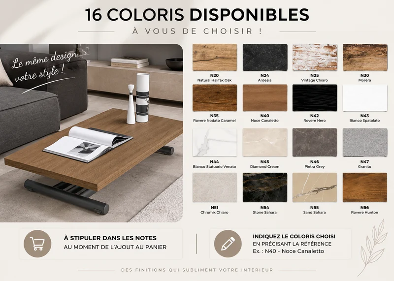 Table basse relevable extensible en bois – Fenix