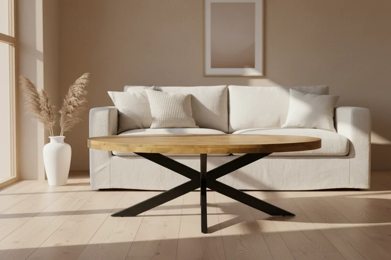 Table basse en bois massif ovale - Alexan