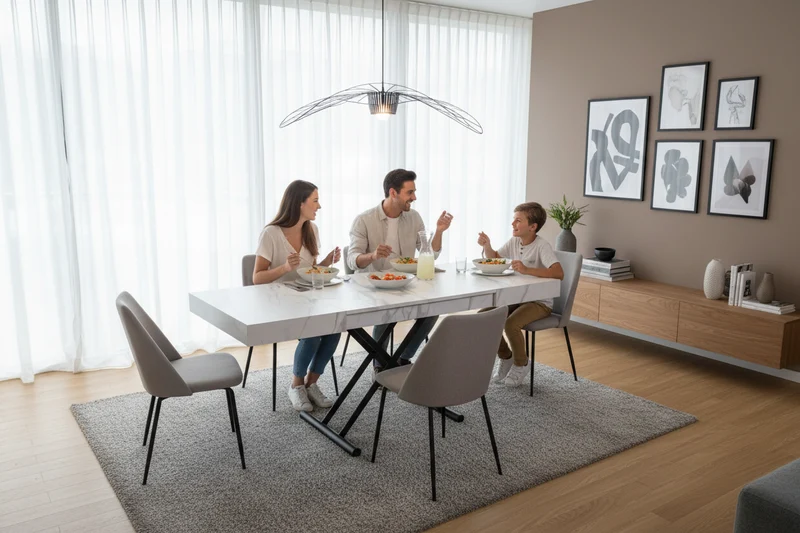 Table relevable extensible blanche marbre - Cassio