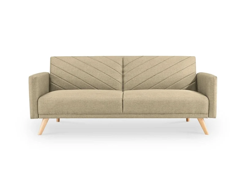 Canapé 3 places convertible scandinave en tissu beige BALDER