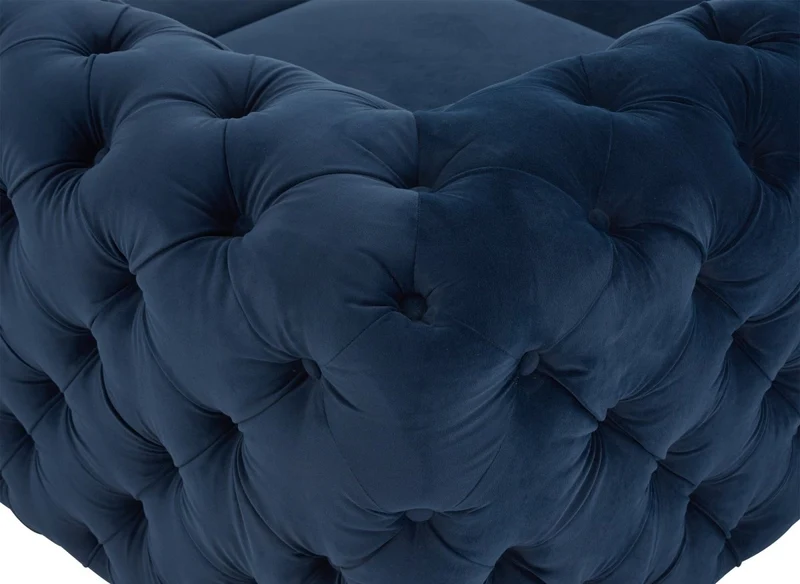 Canapé capitonné chesterfield d'angle réversible en velours bleu CARMEN