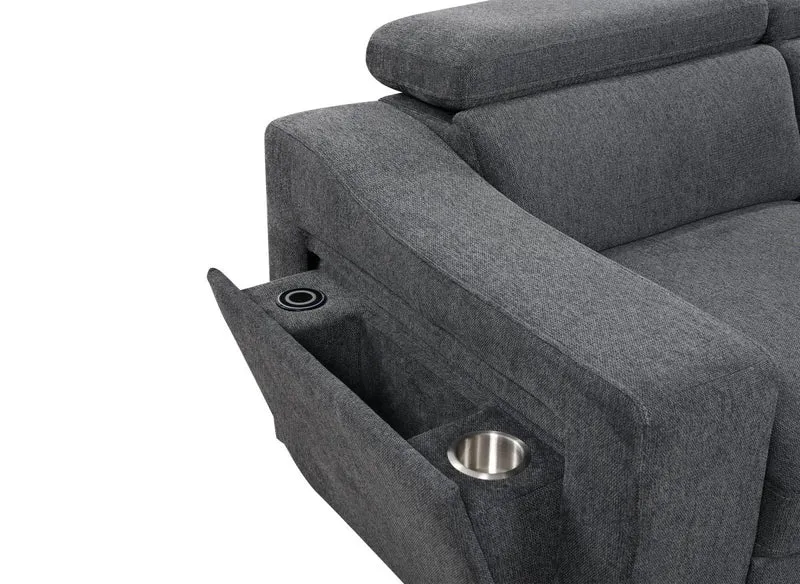 Canapé d'angle convertible en tissu gris foncé DEREK XL - Angle droit