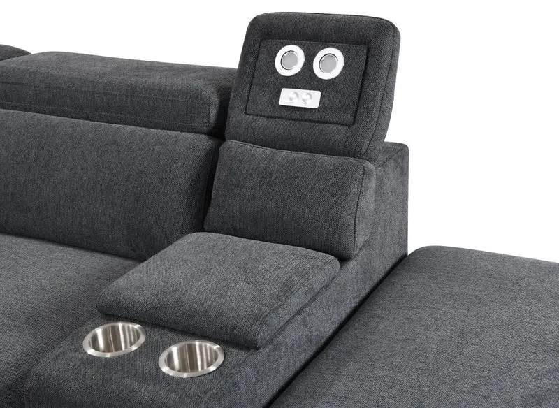 Canapé d'angle convertible en tissu gris foncé DEREK XL - Angle droit