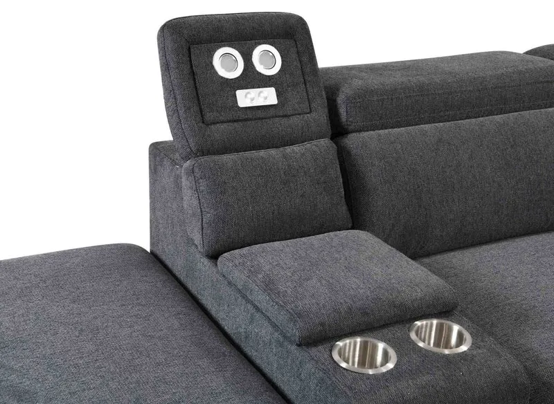 Canapé d'angle convertible en tissu gris foncé DEREK XL - Angle gauche