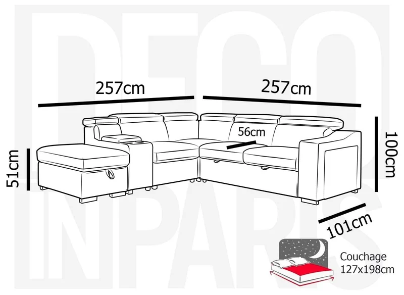 Canapé d'angle convertible en tissu gris foncé DEREK XL - Angle gauche