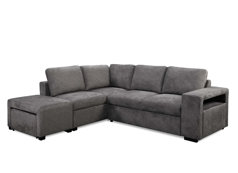 Canapé d'angle convertible en tissu gris foncé ALBAN - Angle gauche