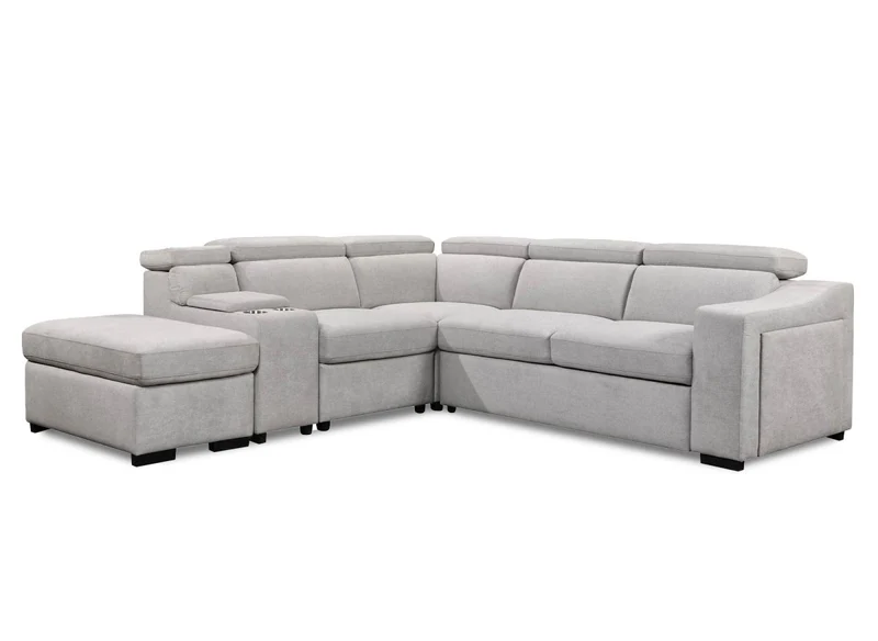 Canapé d'angle convertible en tissu beige DEREK XL - Angle gauche
