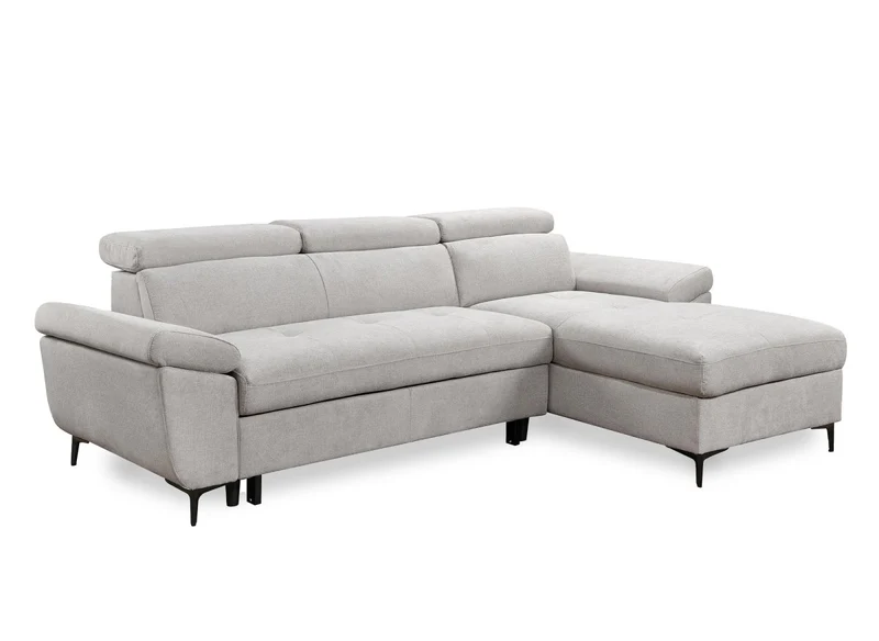 Canapé d'angle convertible en tissu beige MONICA - Angle droit