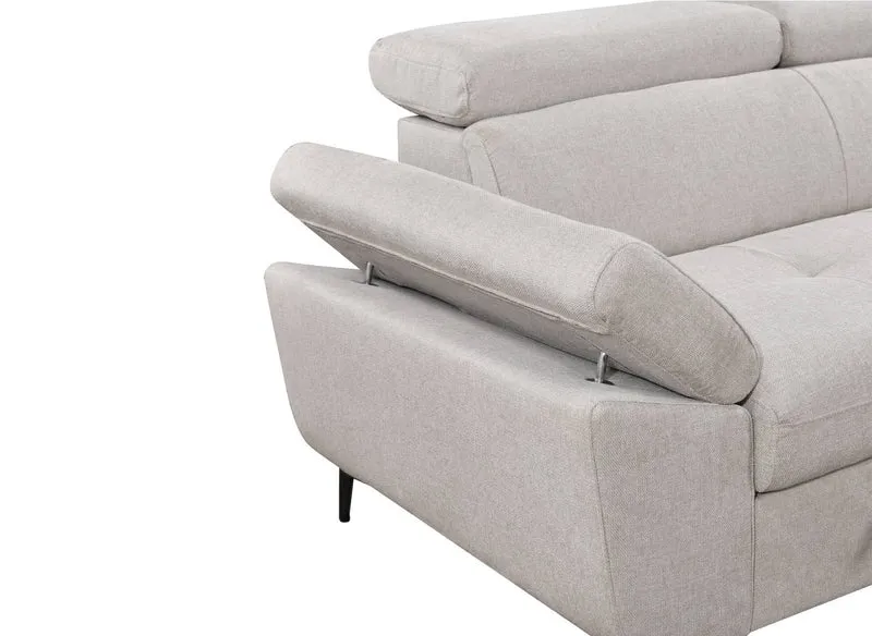 Canapé d'angle convertible en tissu beige MONICA - Angle droit