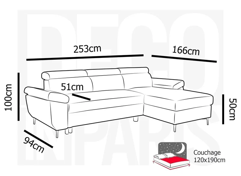 Canapé d'angle convertible en tissu beige MONICA - Angle droit