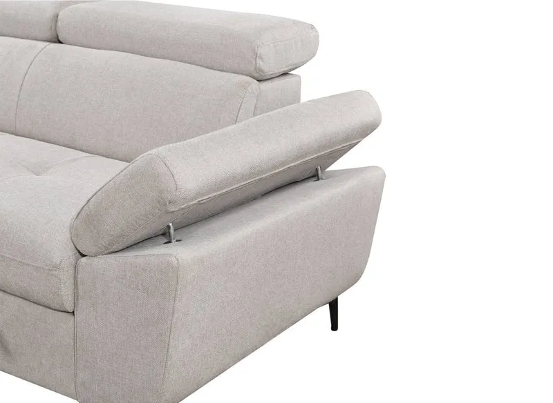 Canapé d'angle convertible en tissu beige MONICA - Angle gauche
