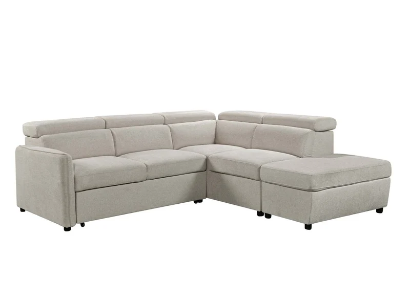 Canapé d'angle convertible en tissu beige NAIROBI - Angle droit
