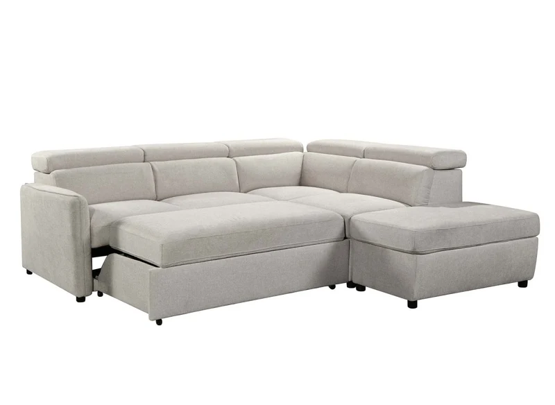 Canapé d'angle convertible en tissu beige NAIROBI - Angle droit