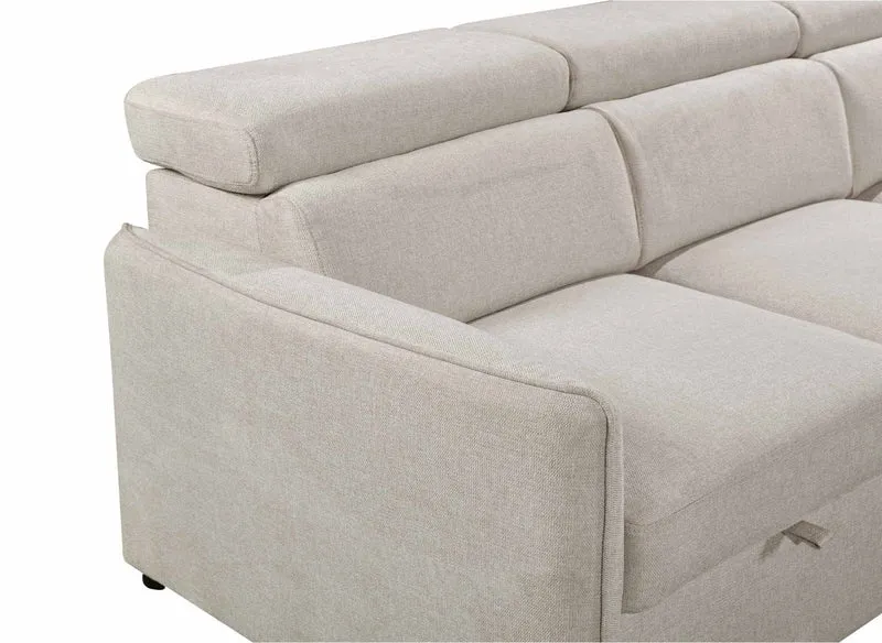 Canapé d'angle convertible en tissu beige NAIROBI - Angle droit