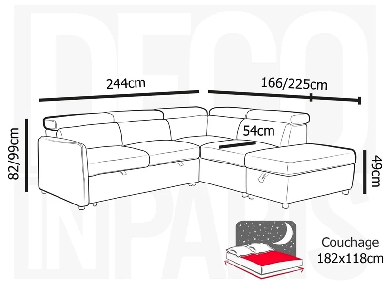 Canapé d'angle convertible en tissu beige NAIROBI - Angle droit