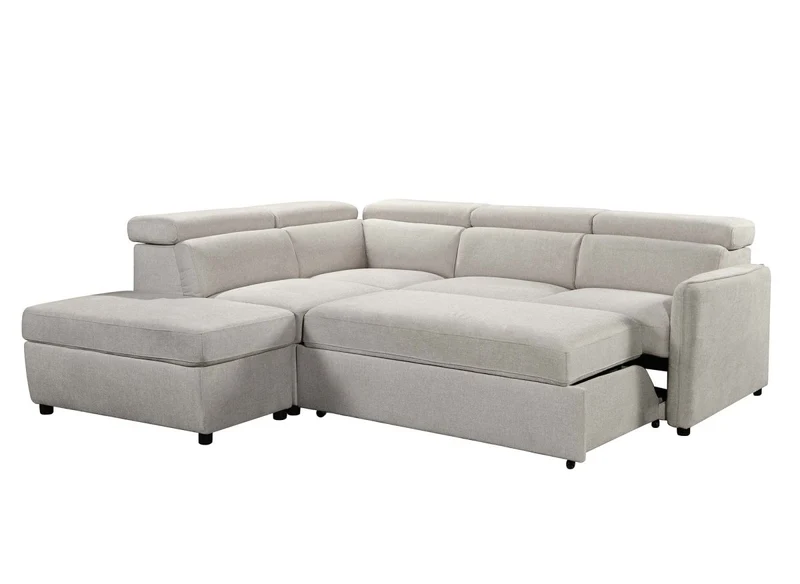 Canapé d'angle convertible en tissu beige NAIROBI - Angle gauche