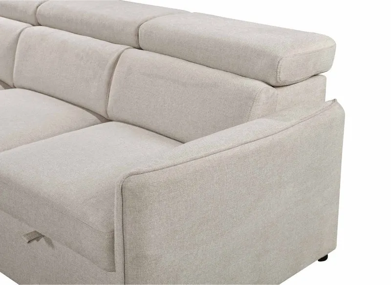 Canapé d'angle convertible en tissu beige NAIROBI - Angle gauche