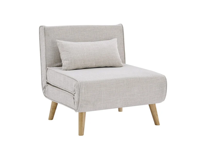 Fauteuil convertible en tissu beige TONKA