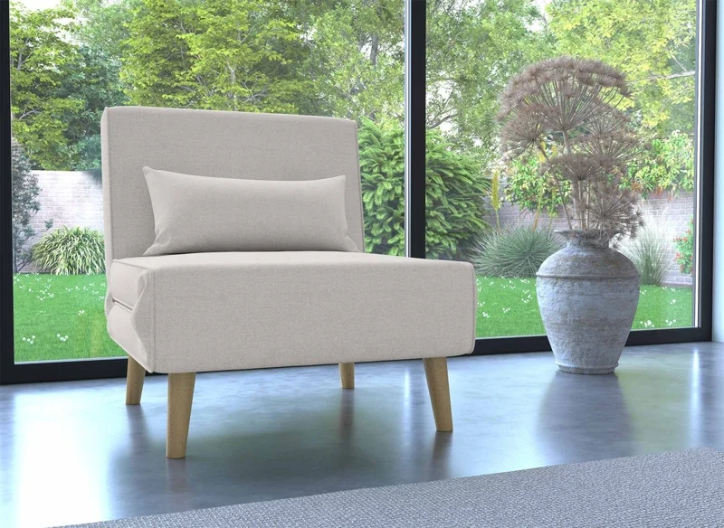 Fauteuil convertible en tissu beige TONKA