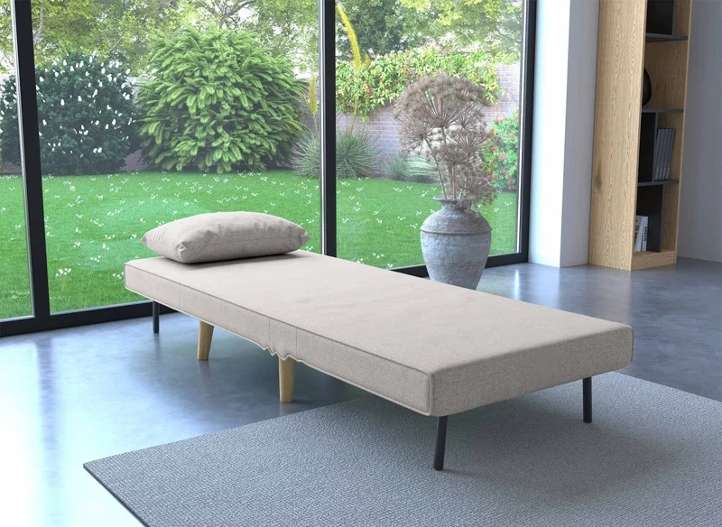 Fauteuil convertible en tissu beige TONKA
