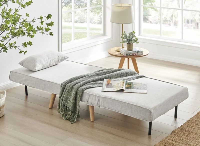 Fauteuil convertible en tissu beige TONKA