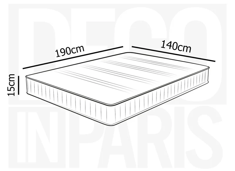 Matelas mousse ferme 140 x 190 cm épaisseur 15 cm WOLK