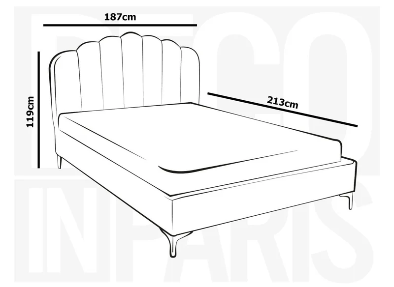 Lit double en velours gris 180x200 cm MARION