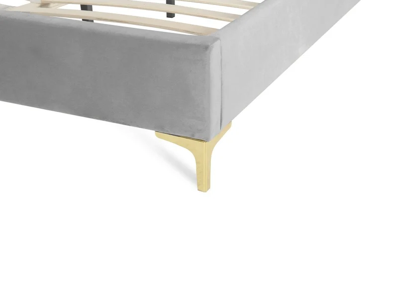 Lit double en velours gris 140x190 cm MARION