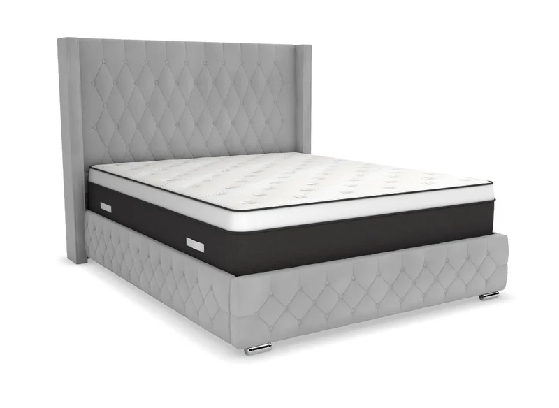 Lit coffre en velours gris 180X200 cm PERLA