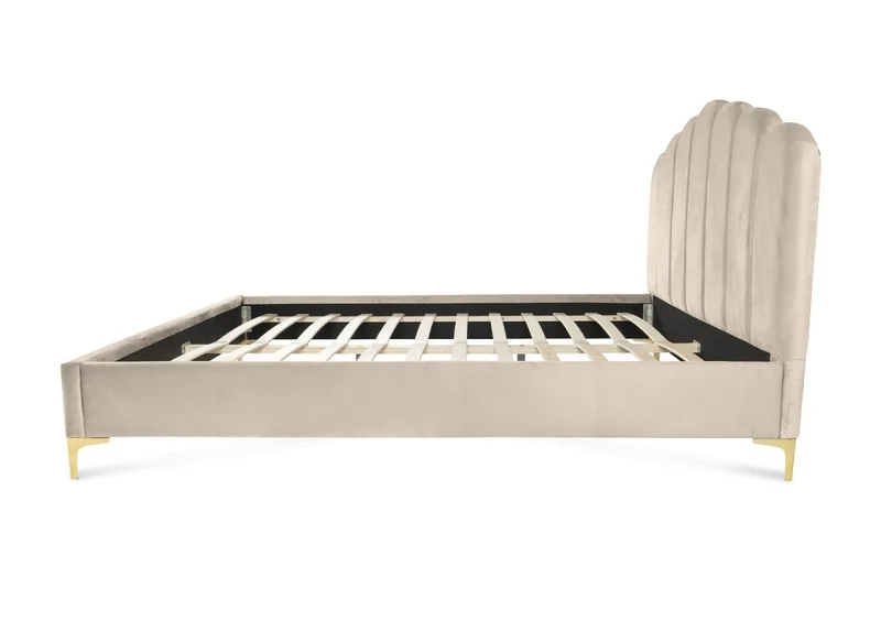 Lit double en velours beige 180x200 cm MARION