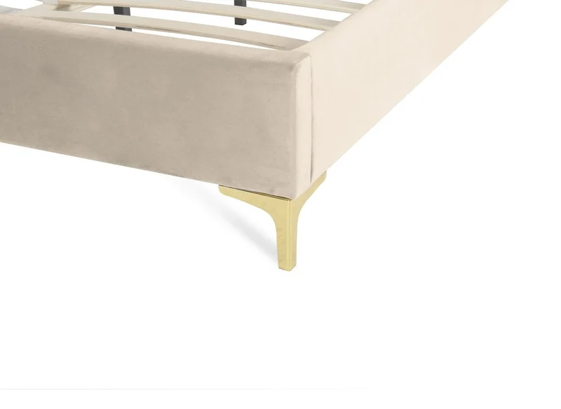 Lit double en velours beige 160x200 cm MARION