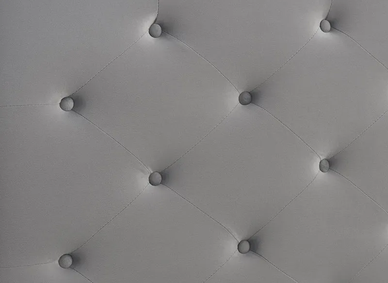 Lit double en velours capitonné gris MAREVA 140x190 cm