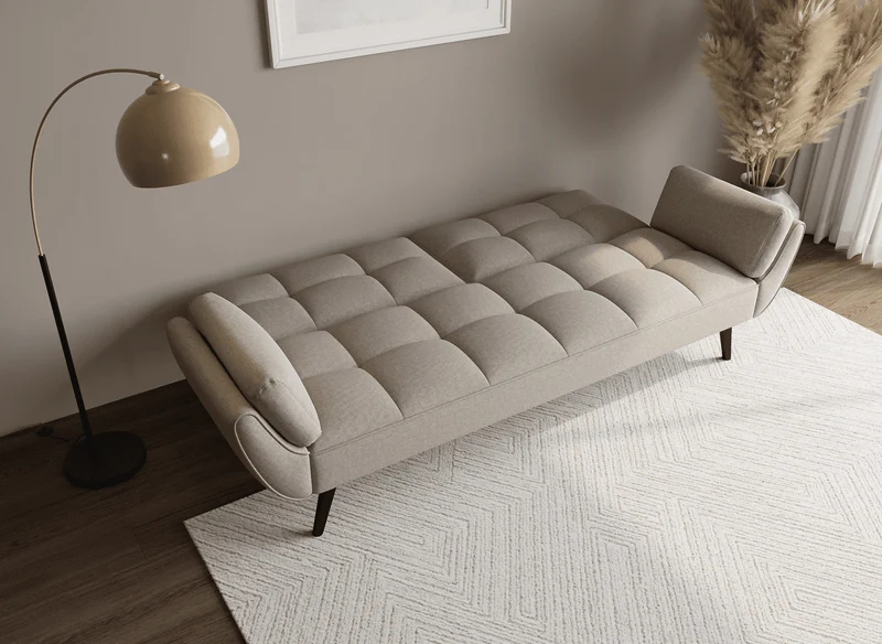 Canapé clic clac 3 places en tissu beige NARA