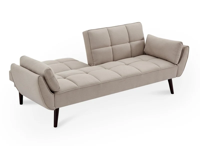 Canapé clic clac 3 places en tissu beige NARA