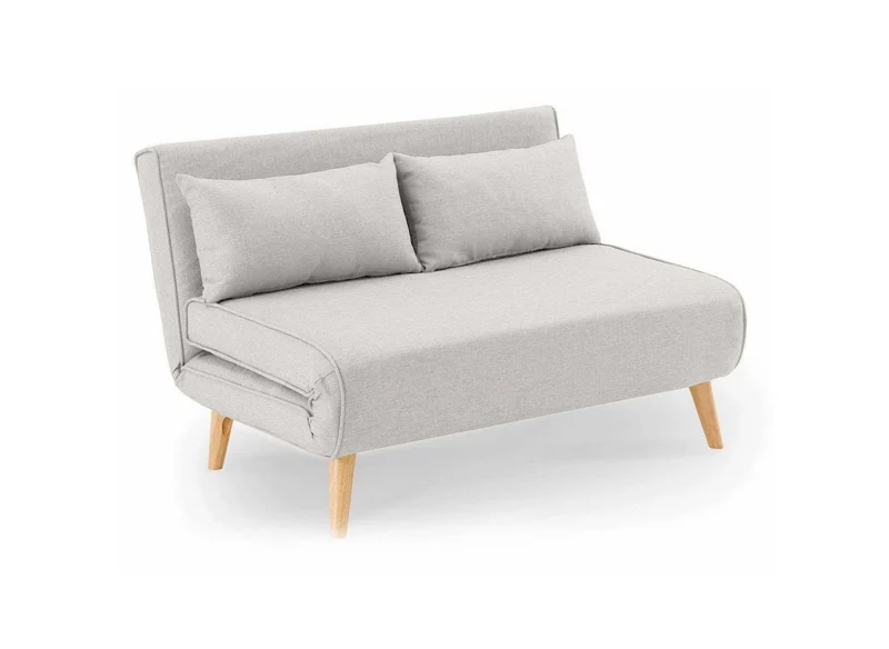 Canapé clic clac 2 places en tissu beige TONKA