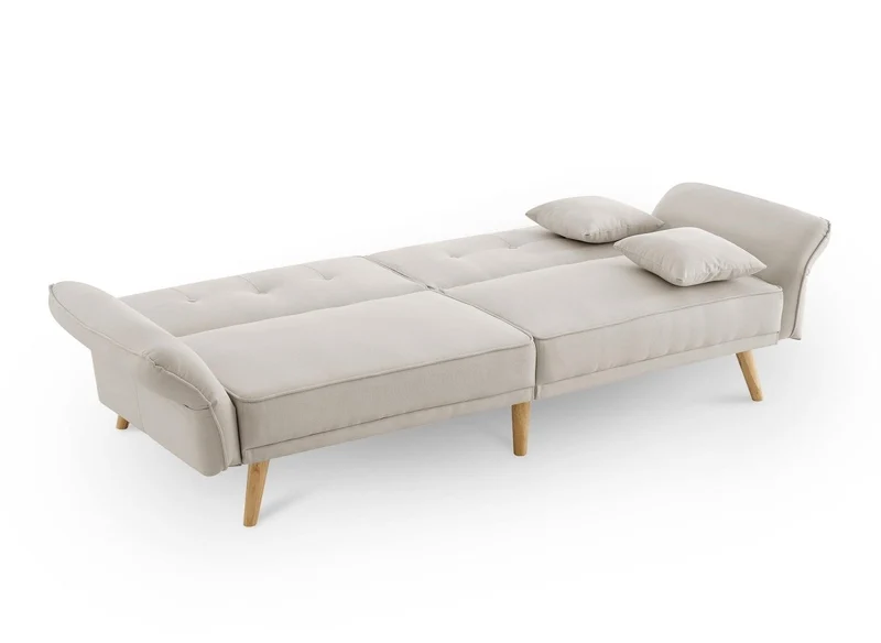 Canapé clic clac 3 places en tissu beige CHILI