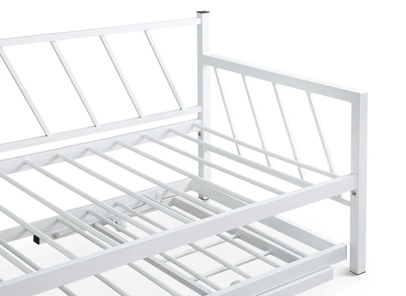 Lit banquette gigogne en métal blanc TORRY 90 x 190 cm