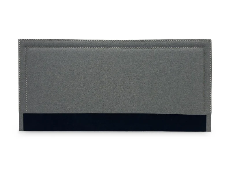 Tête de lit cloutée en tissu lin gris 180 cm LYVE