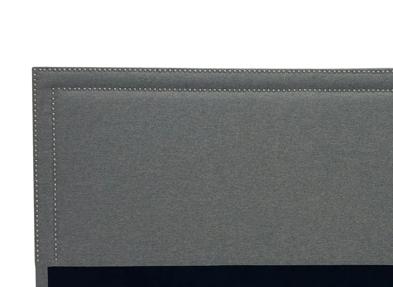 Tête de lit cloutée en tissu lin gris 180 cm LYVE