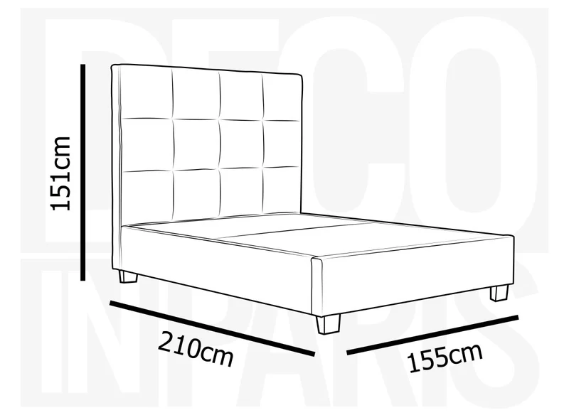 Lit coffre en velours gris design CAROLINE 140 x 190 cm