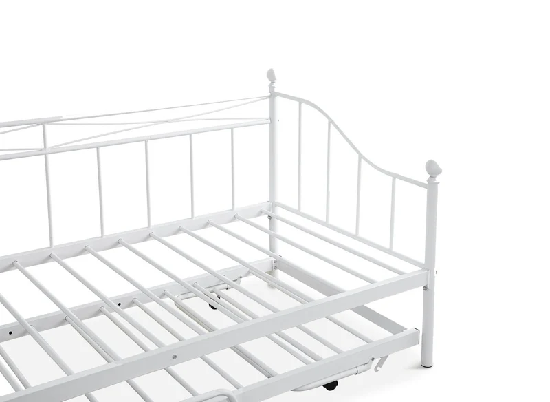 Lit banquette gigogne en métal blanc ALICIA 90 x 190 cm