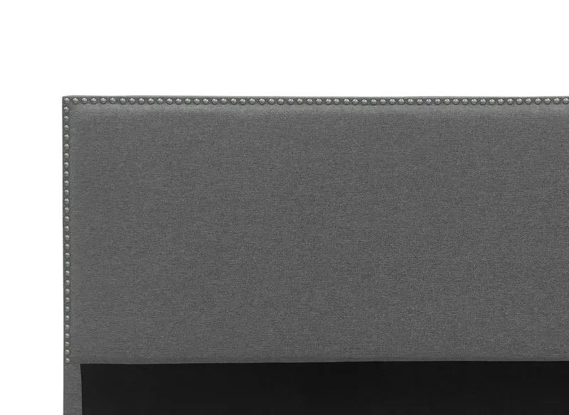 Tête de lit cloutée en tissu lin gris 160 cm LINDA