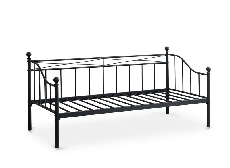 Lit banquette gigogne en métal noir ALICIA 90 x 190 cm