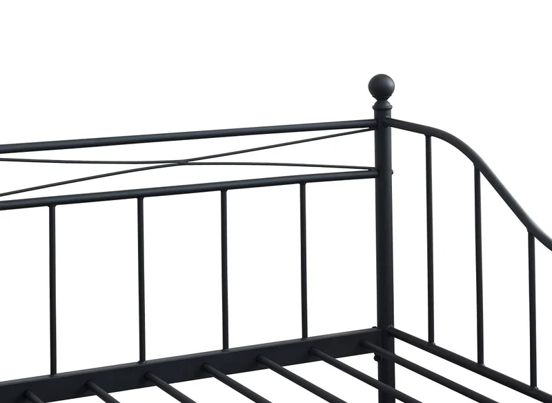 Lit banquette gigogne en métal noir ALICIA 90 x 190 cm