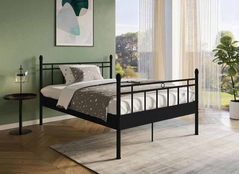 Lit double en métal noir KADY 160 x 200 cm