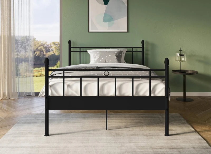 Lit double en métal noir KADY 160 x 200 cm