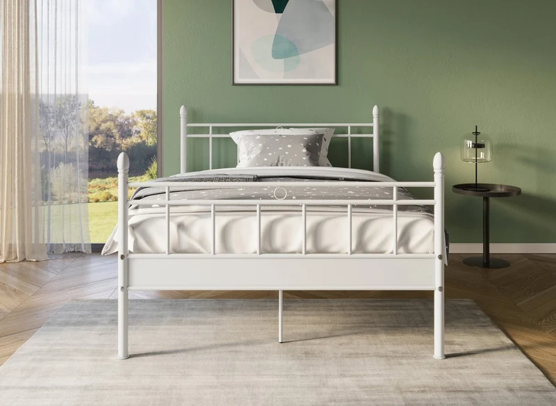 Lit double en métal blanc KADY 160 x 200 cm