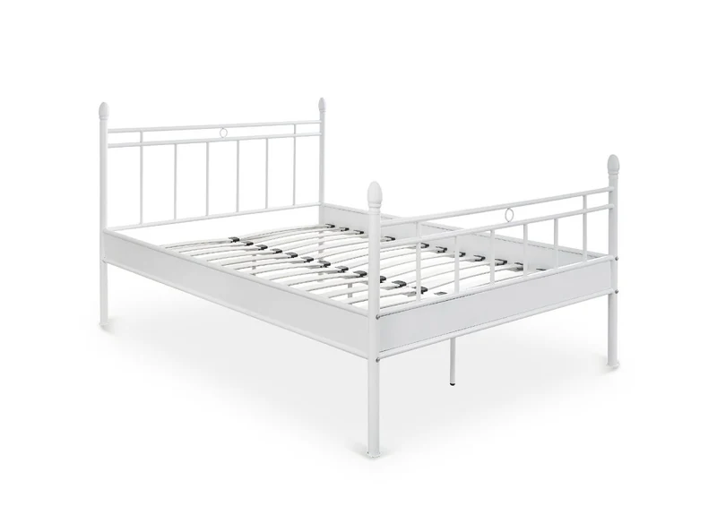 Lit double en métal blanc KADY 160 x 200 cm